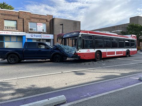 One taken to hospital following collision involving TTC bus in Danforth area